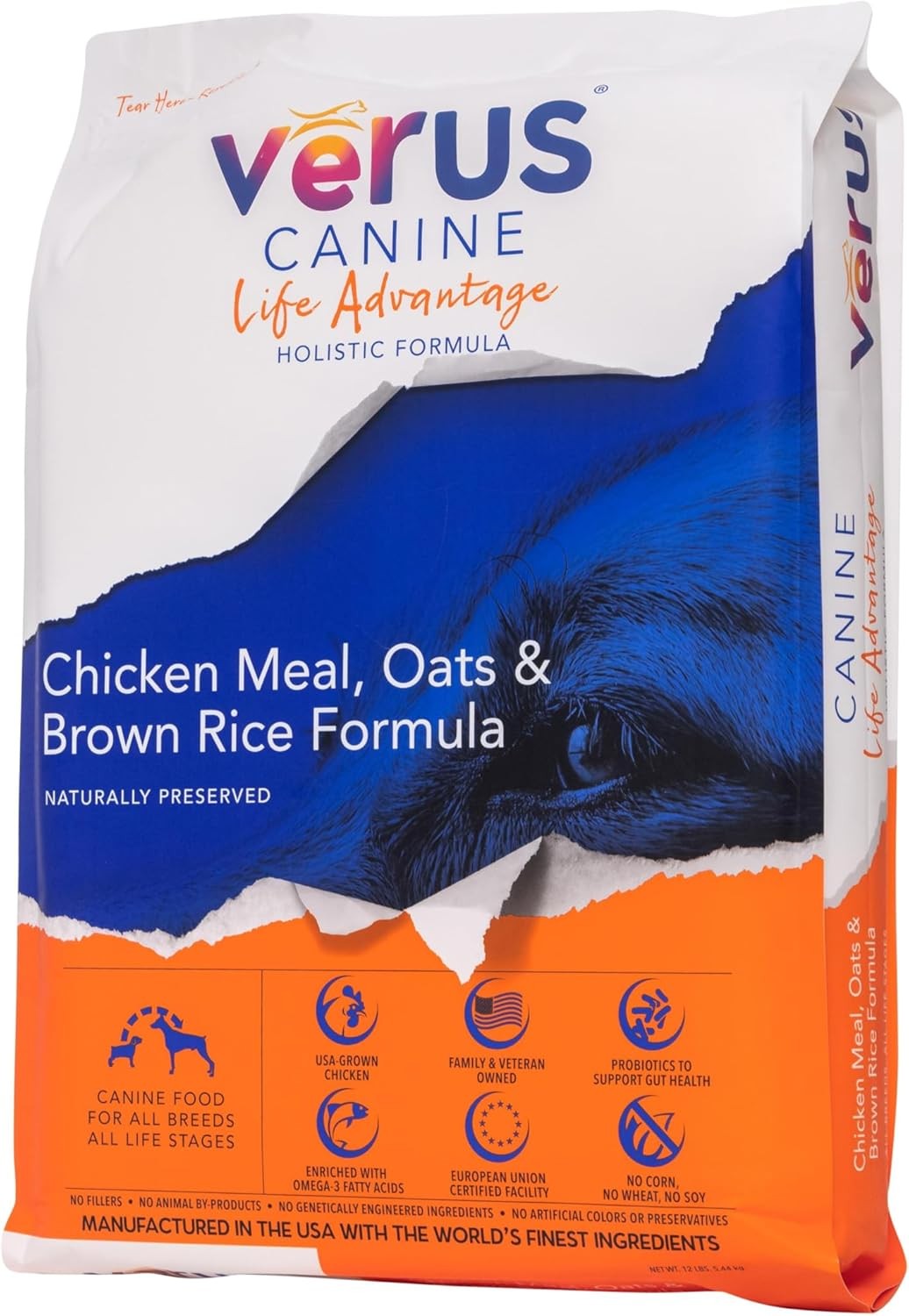 VeRUS Pet Foods Dry Dog Food Chicken,Life Advantage Formula 35lb Bag