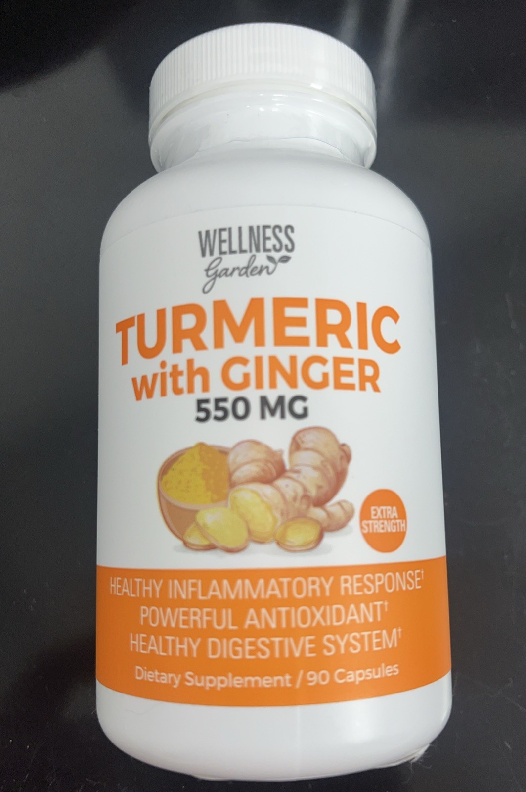 WELLNESS GARDEN TURMERIC W/ GINGER CAPSULES – 550mg/SERVING 90 CAPS -EXP 07/2028