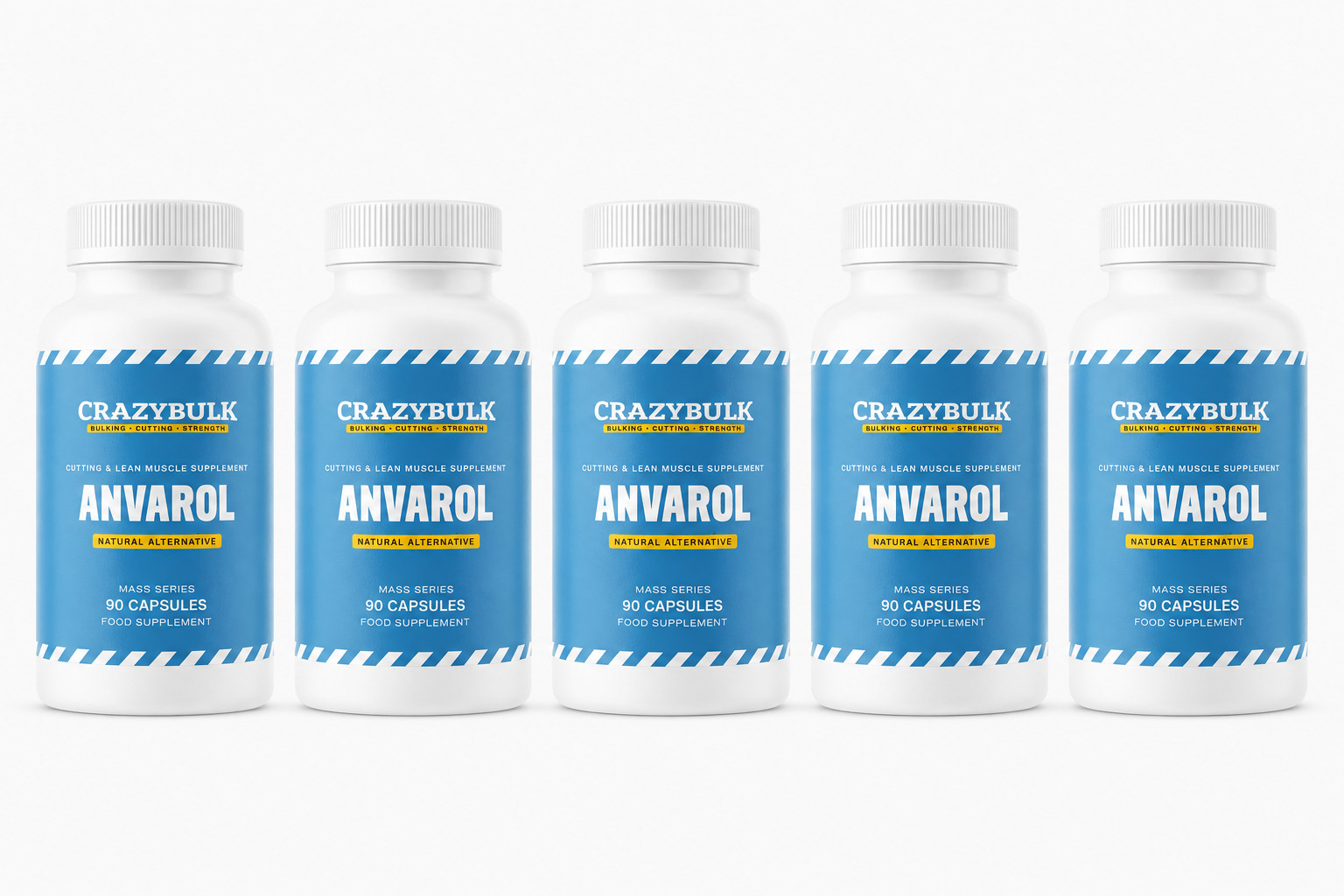 CrazyBulk ANVAROL for Cutting & Lean Muscle Supplement – 90 Capsules – Pack of 5