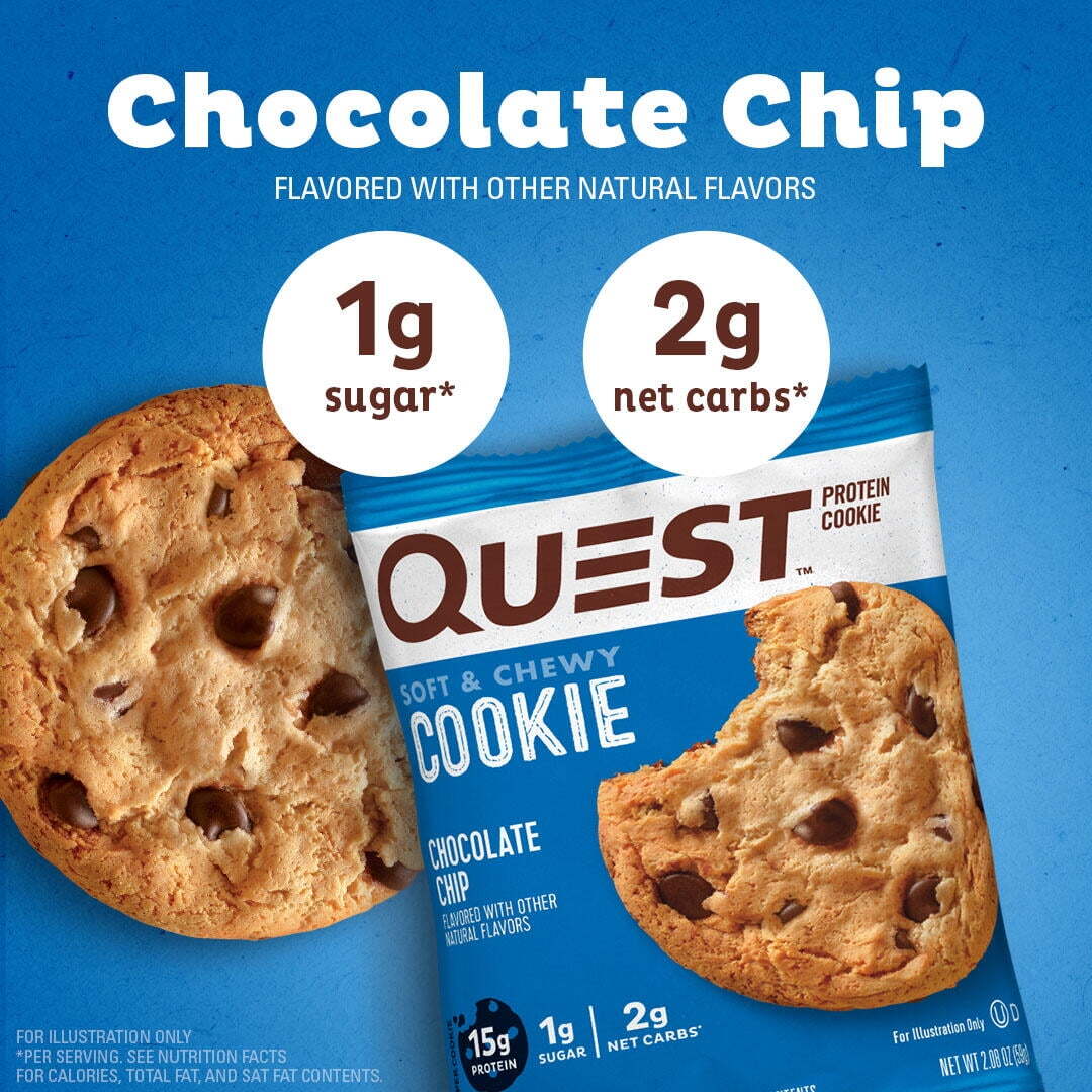 Quest Protein Cookie, Chocolate Chip, 15g Protein, 12 Count,2.08 oz (59 g) Each