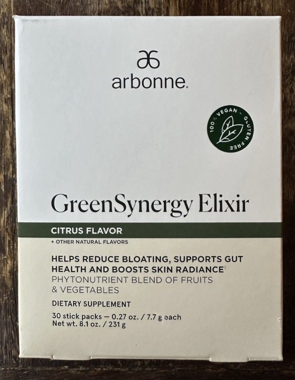 New In Box, Arbonne GreenSynergy Elixir, Citrus Flavor, Box Of 30 FREE FAST SHIP