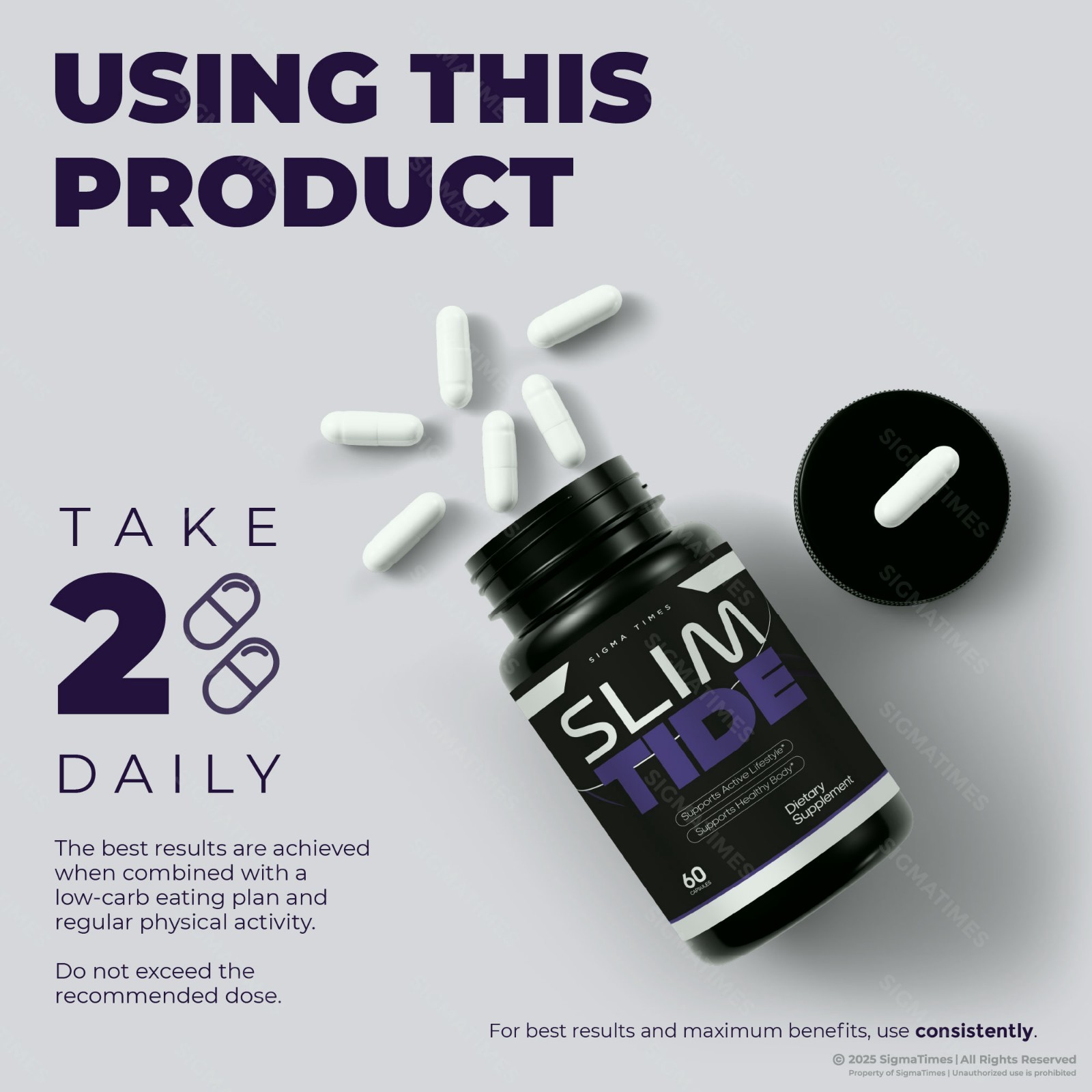 SlimTide Capsules, Slim Tide Weight Loss Support Pills & Energy Supplement 60ct
