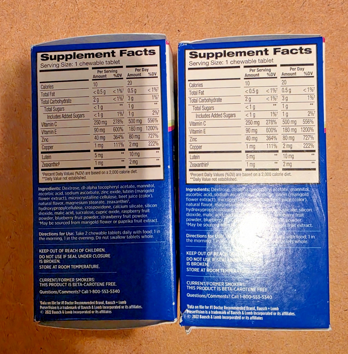 (2) PreserVision AREDS 2 Formula Eye Vitamin, 70 Chewables. Mixed Berry 04/2027