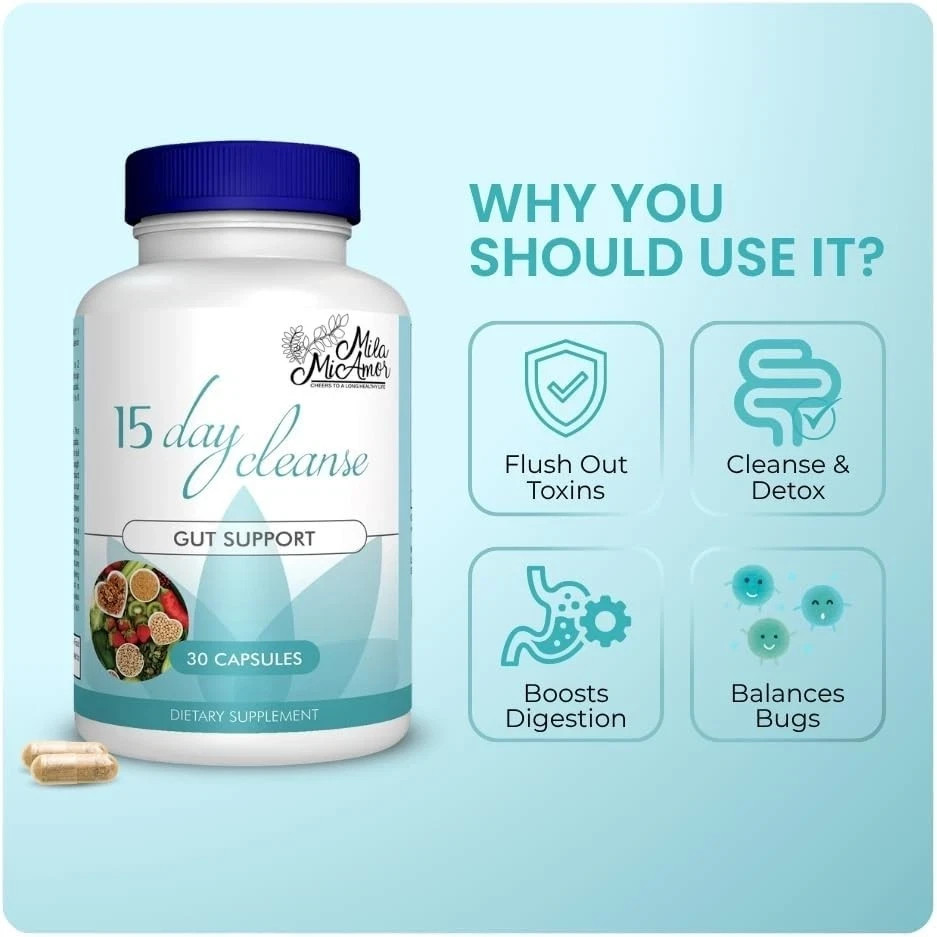 Mila Miamor Colon Cleanse Natural Fiber Detox Capsules 30ct