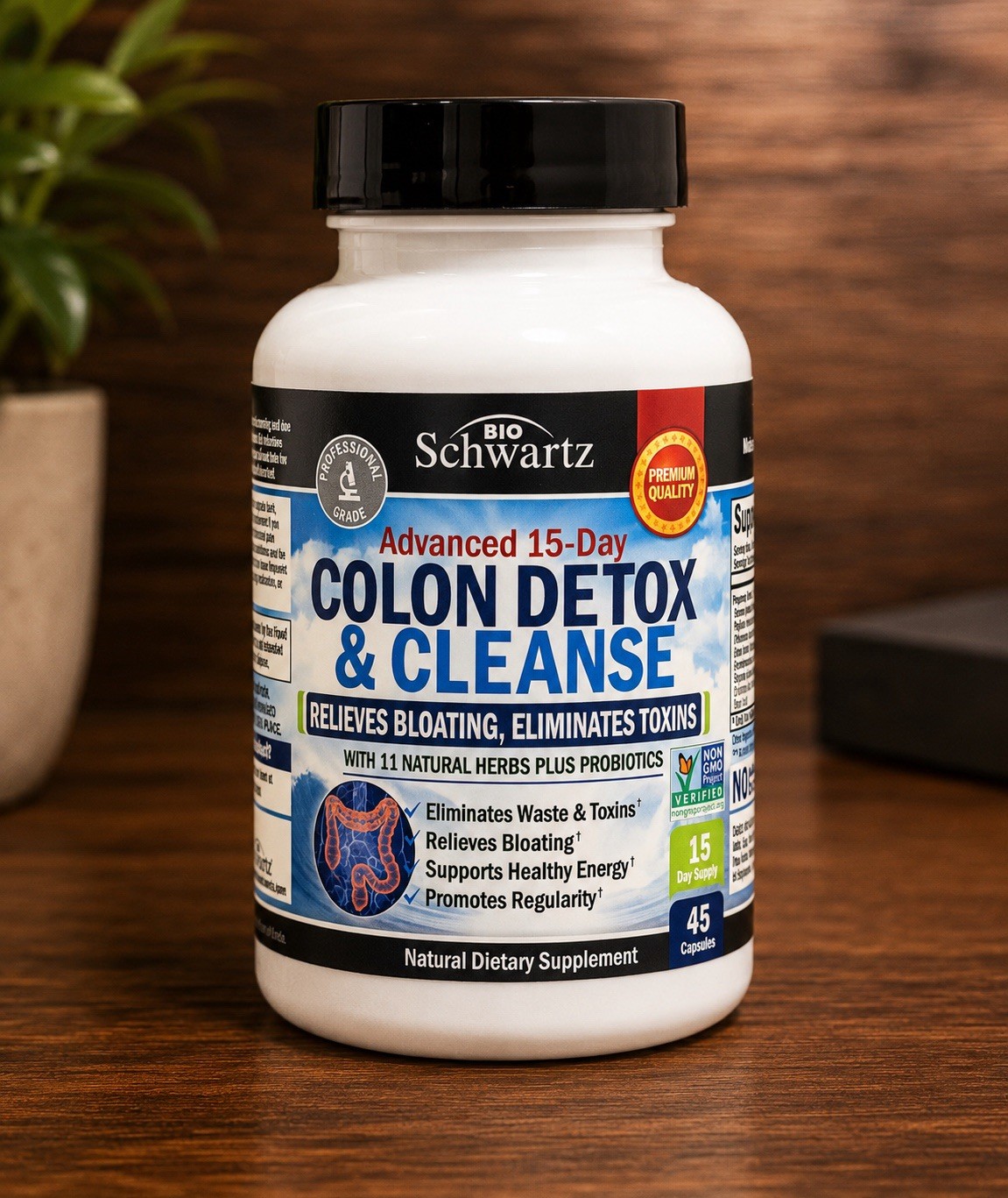 Bio Schwartz Advanced 15 Day Colon Detox and Cleanser 45 Caps New 06/26
