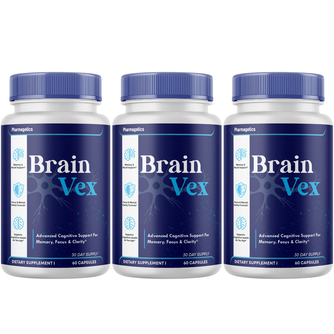 Brain Vex Memory Focus Supplement Cognitive Support Formula w/Bacopa (3 Bottles)
