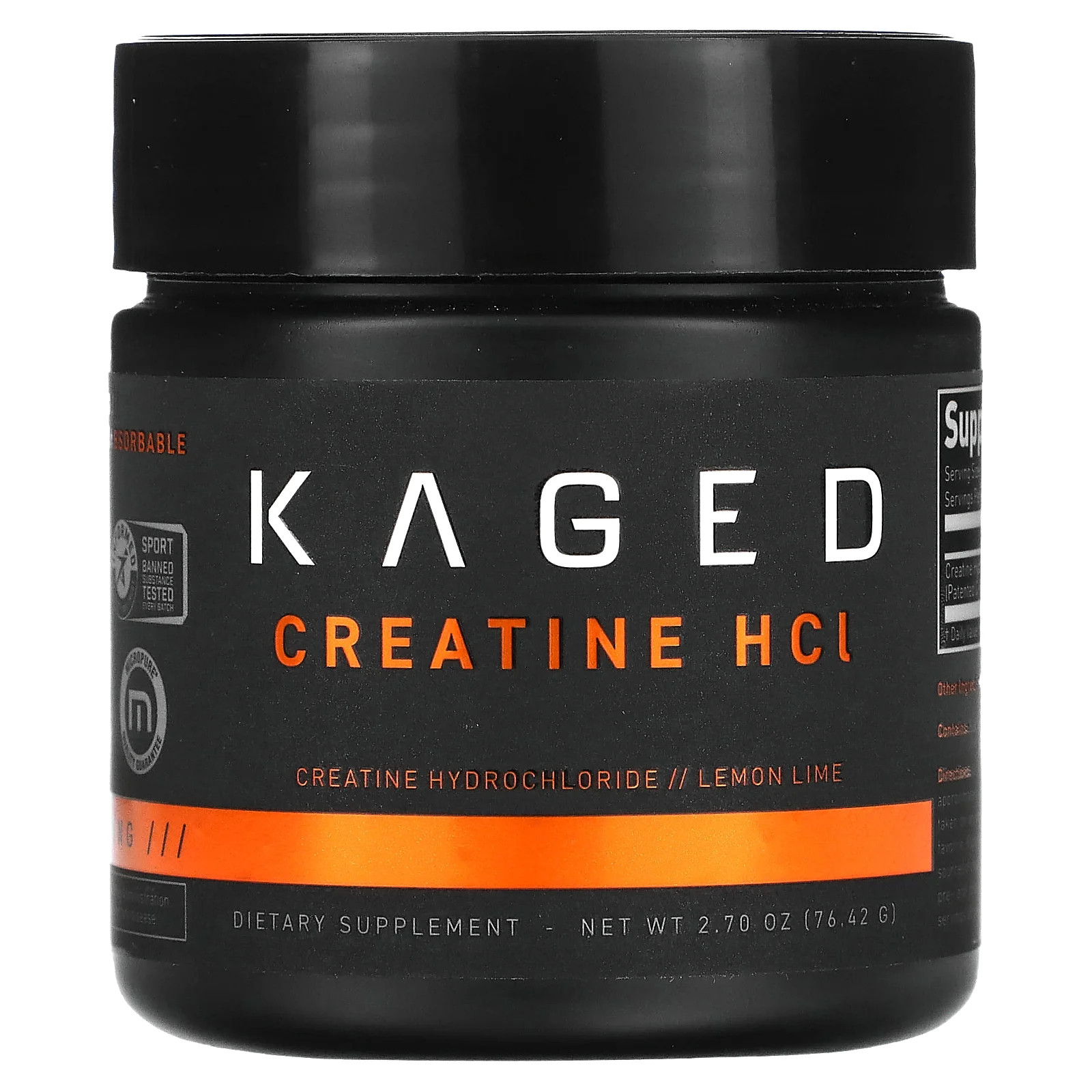 2 X Kaged, Creatine HCI, Lemon Lime, 2.7 oz (76.42 g)
