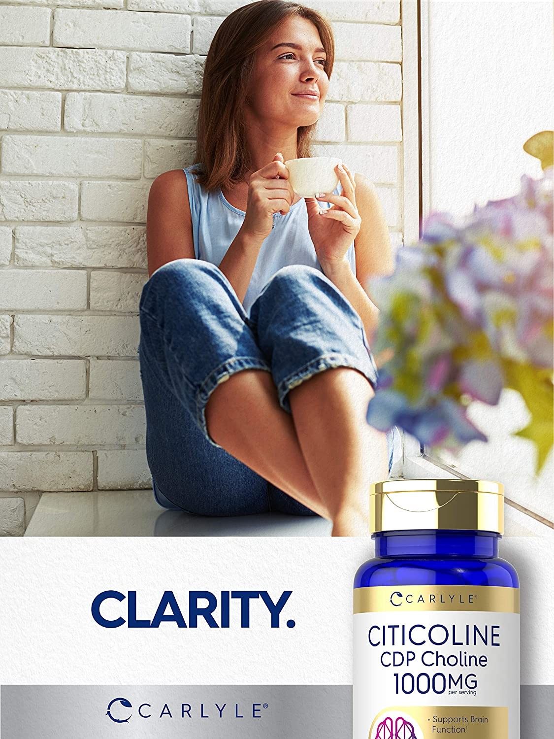 Citicoline CDP Choline | 1000mg | 60 Capsules | Highest Potency | by Carlyle