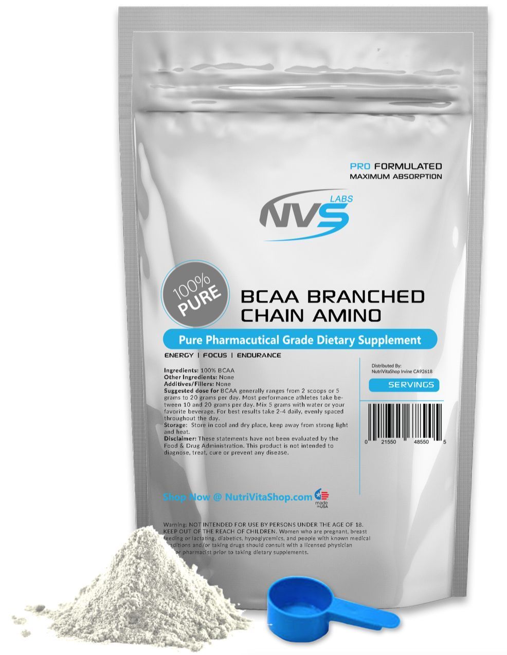 3.3 lb BRANCHED CHAIN AMINO ACIDS – BCAA FREE FORM – 1500g PURE KOSHER POWDER