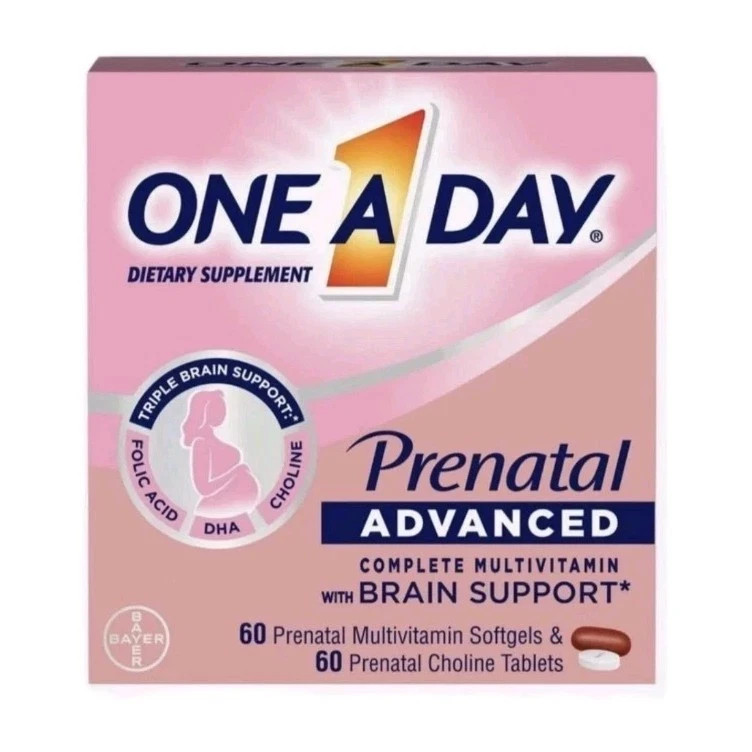 One A Day Advanced Prenatal Multivitamin with Choline 60+60 Count ~ Exp 02/27+