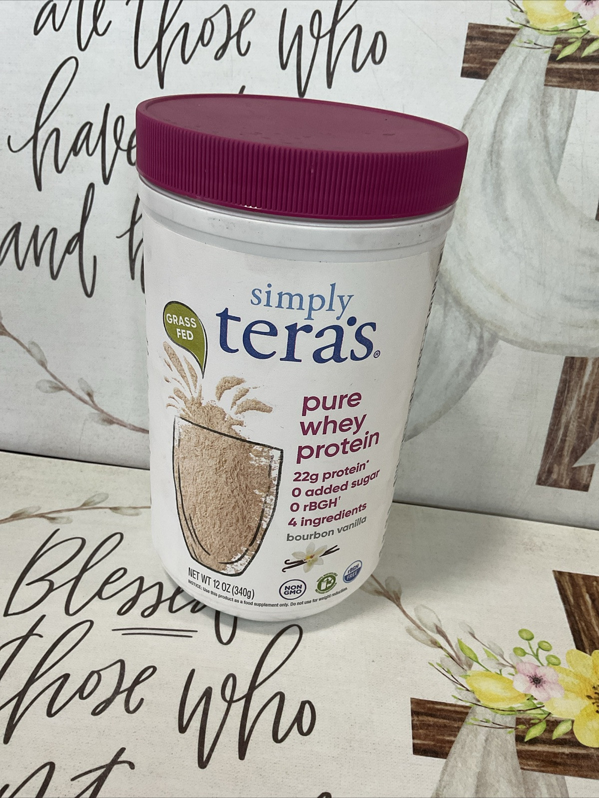 Simply Tera’s Pure Whey Protein Bourbon Vanilla 09/11/26 Net Wt 12 Oz