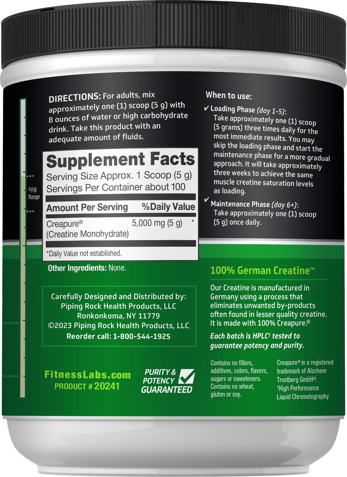 German Creatine Monohydrate Powder | 1.1 lb | Creapure Fitness | by Fitness Labs