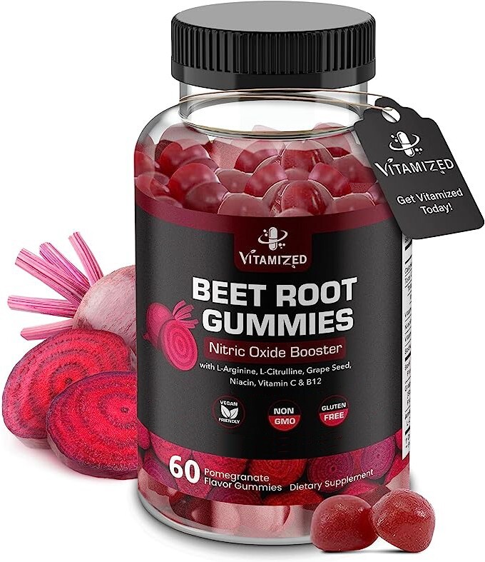 Potent Beet Root Gummies With Grape Seed, Vitamin C, B12 & Nitric Oxide