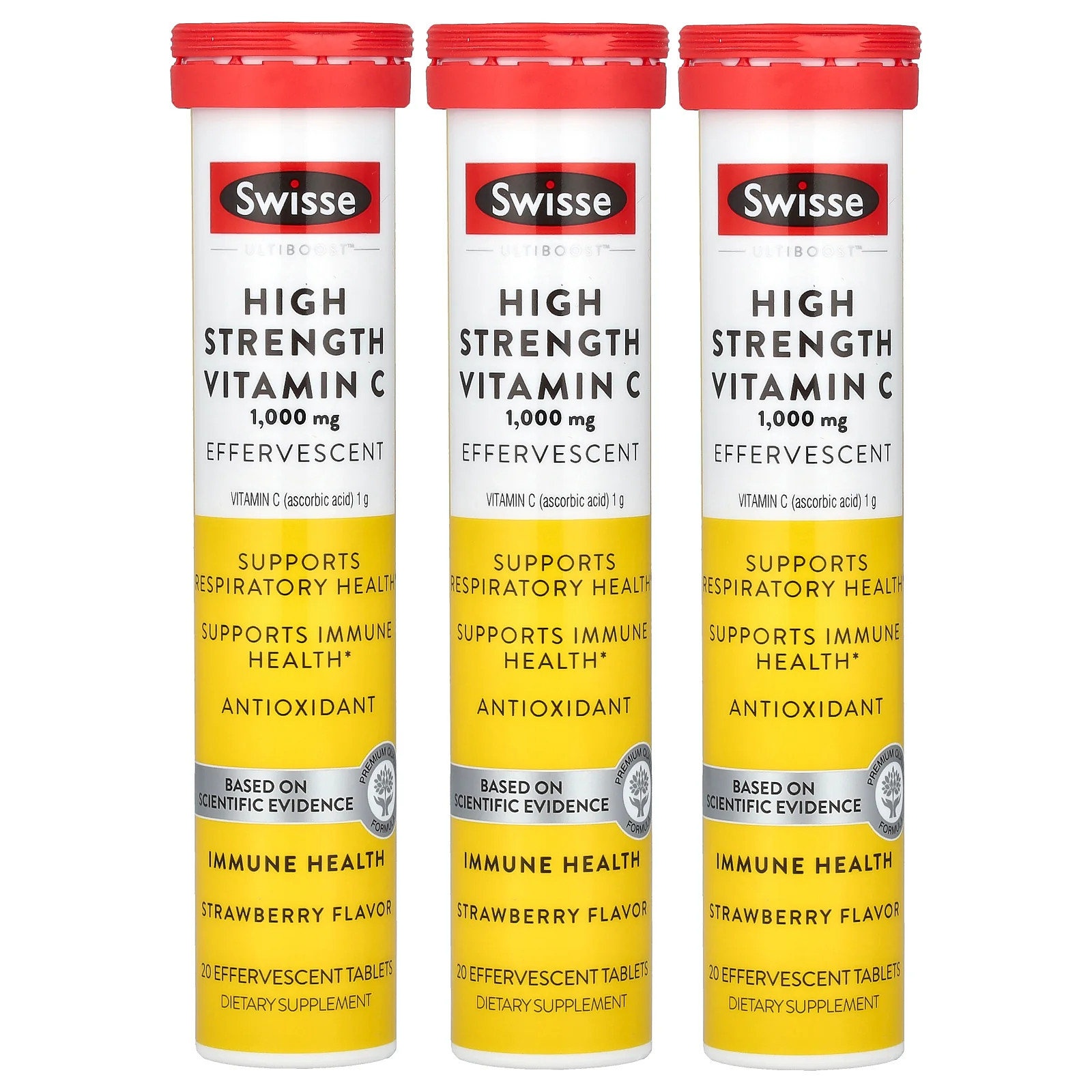 2 X Swisse, Ultiboost�, High Strength Vitamin C, Strawberry, 1,000 mg, 3 Tubes,