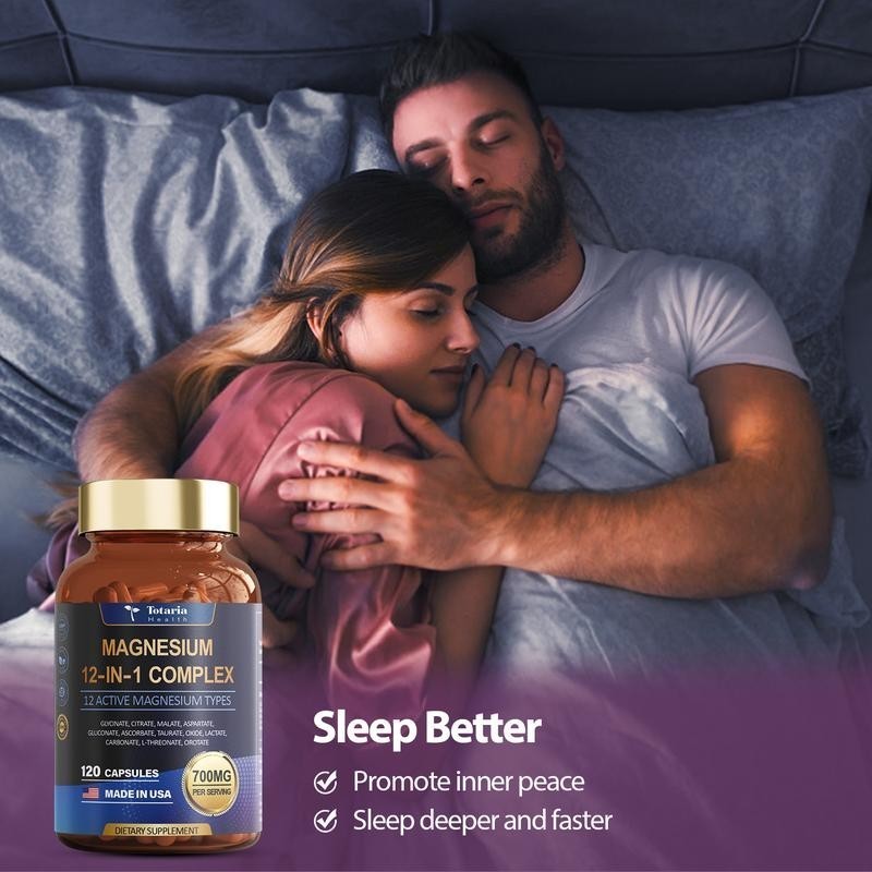 Totaria Health Magnesium 12-in-1 Complex – 700mg | 120 Capsules | Vegan, Non-GMO