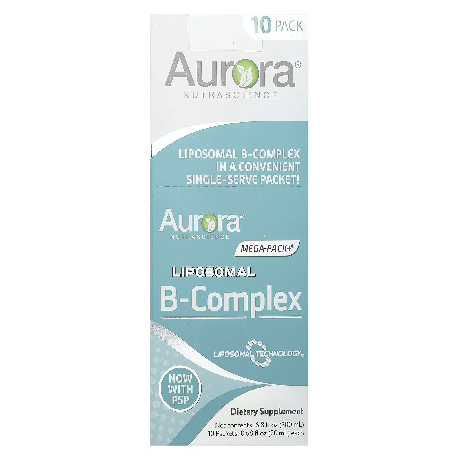2 X Aurora Nutrascience, Liposomal B-Complex, 10 Packets, 0.68 fl oz (20 ml) Eac