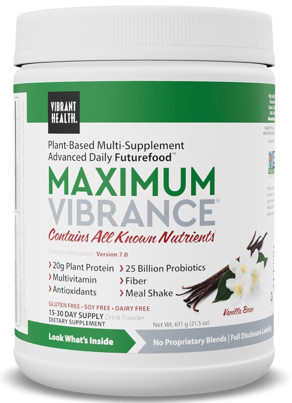 Vibrant Health Maximum Vibrance Vanilla Bean Multi-Supplement – 21.5 OZ FRESH