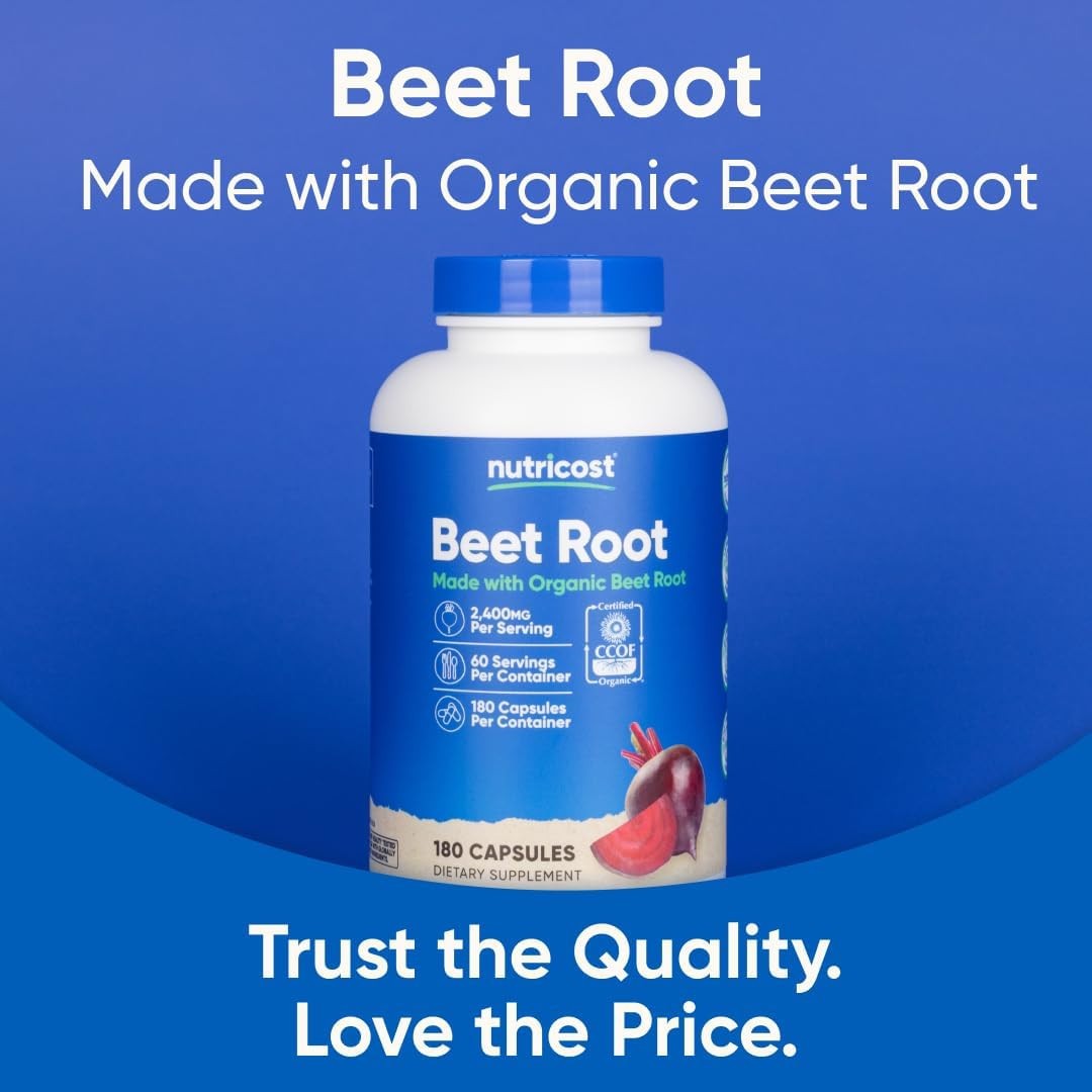 Nutricost Beet Root 2400mg 180 Capsules Organic Free Ship
