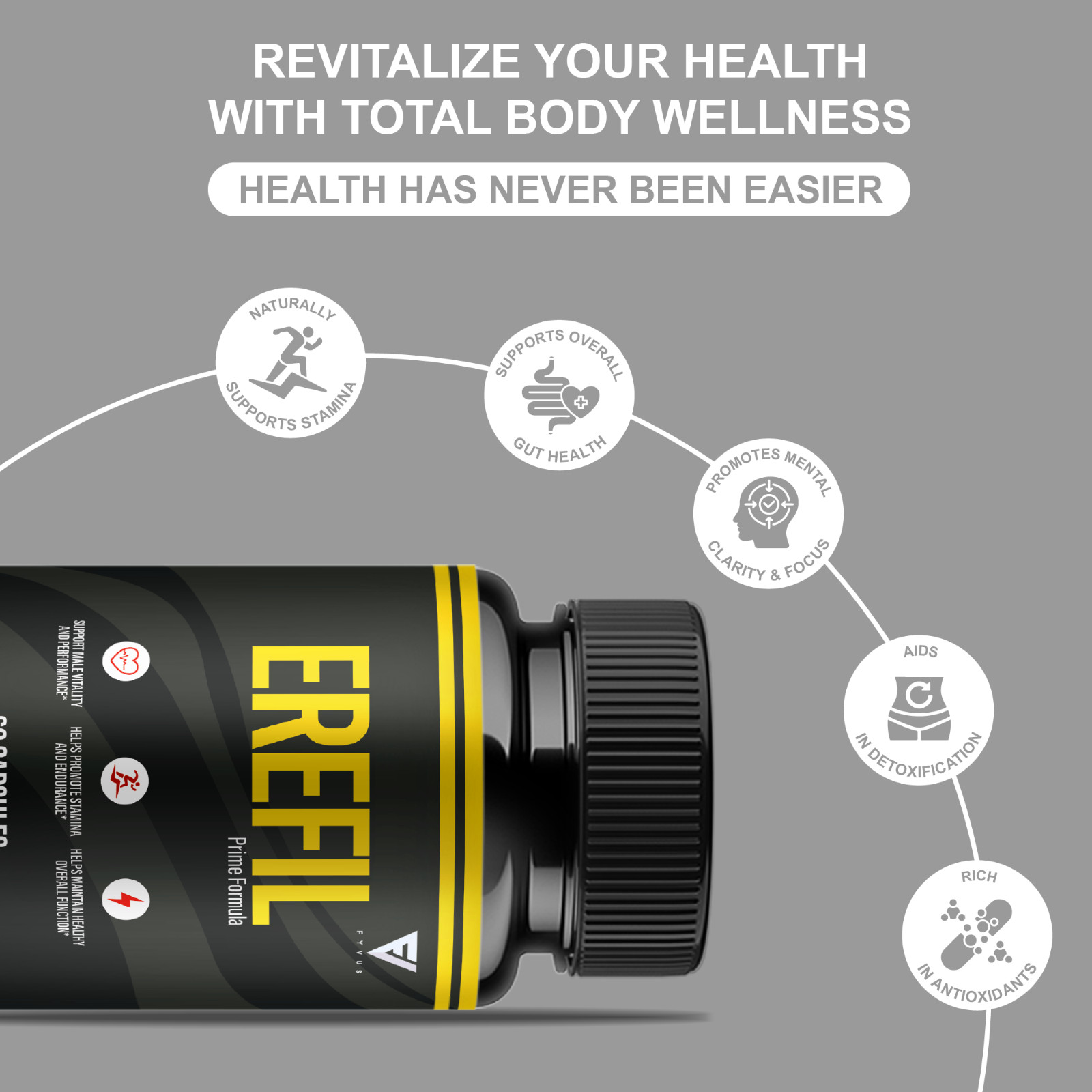 (5 Pack) Erefil Premium Performance Capsules, Erefill Supplement (300 Capsules)