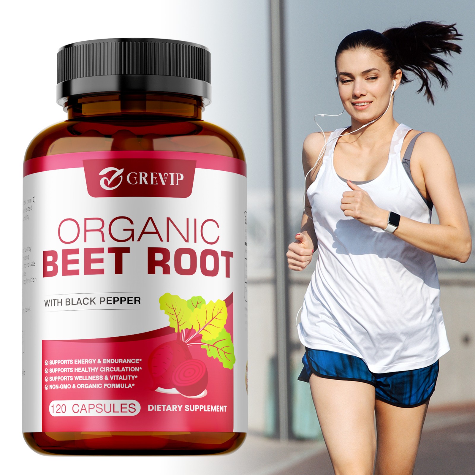 Beet Root 120pcs – Beetroot Powder Supports Blood Pressure, Immune System,