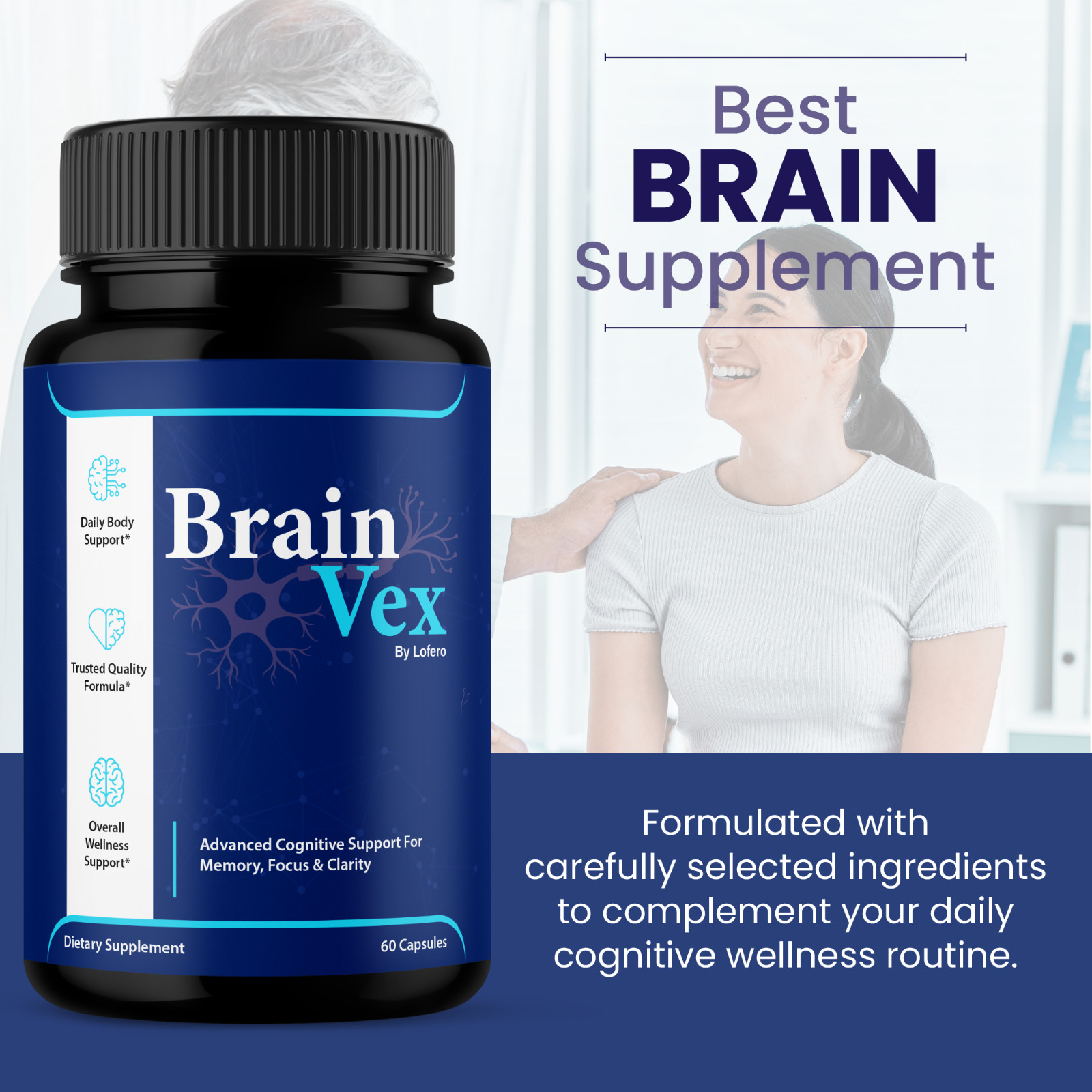 (3 Pack) Brain Vex Capsules For Memory Focus & Clarity BrainVex Pills (180 ct)