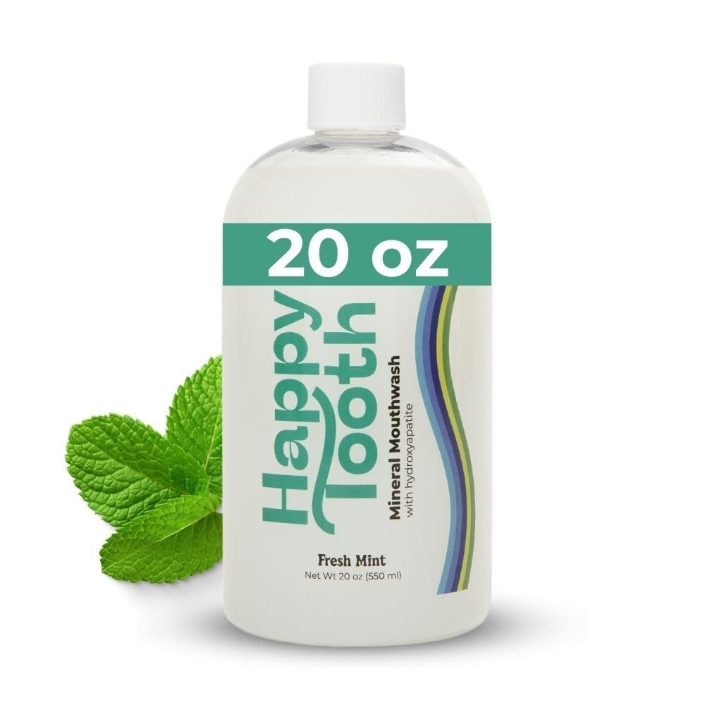 Happy Tooth Hydroxyapatite Mouthwash, Fluoride Free, 20 Fl Oz (Pack of 1)