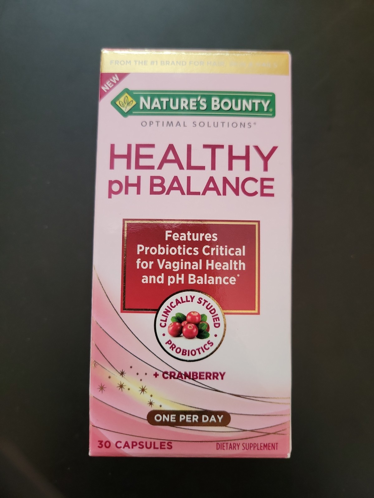 Nature’s Bounty Healthy Ph Balance Probiotic + Cranberry 30 Capsules Exp 7/2027