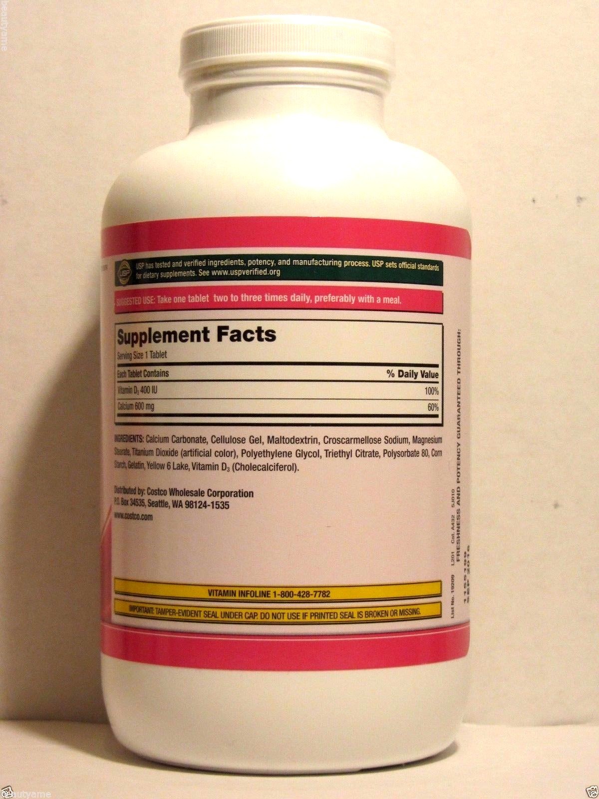 Kirkland Signature Calcium 600mg+D3, 500 Tablets *Maintain & Support Bones,Teeth