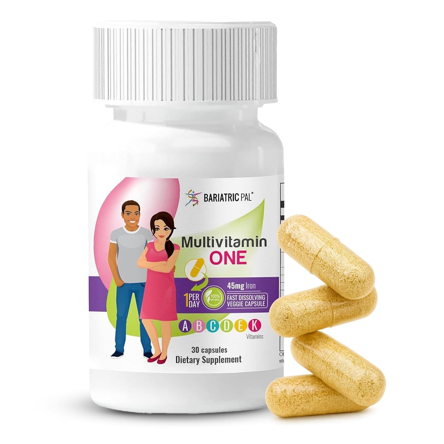 Bariatric Multivitamin Capsule 45 Count One Per Day Weight Loss Supplement
