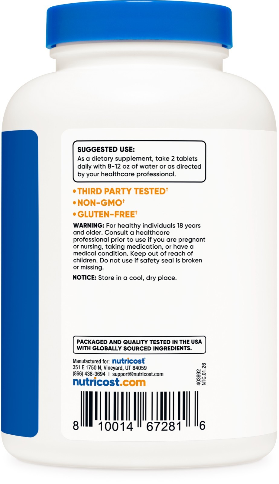 Nutricost’s Calcium with Vitamin D3, 240 Tablets – Gluten Free, Non-GMO