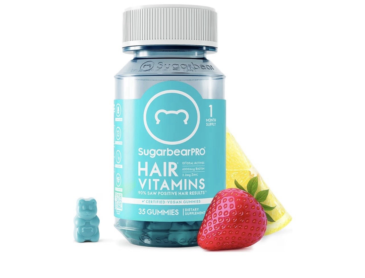 SugarBearPro Hair Vitamin Gummy 1 Month Supply, Extra Strength Biotin