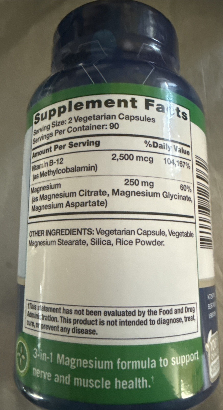 Nature’s Truth Magnesium BLEND Citrate & GLYCINATE-VIT B-12–180 Count Exp-11/28