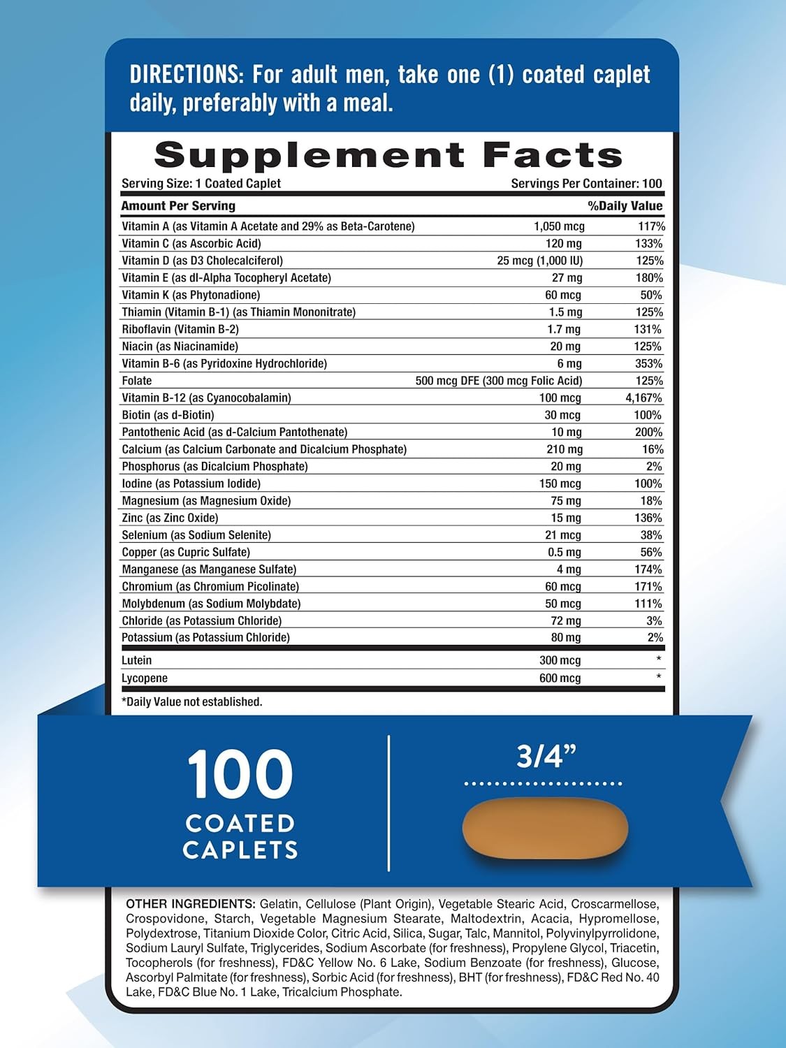 Multivitamin for Men 50 Plus | 100 Caplets | Adult One a Day | by Nature’s Truth