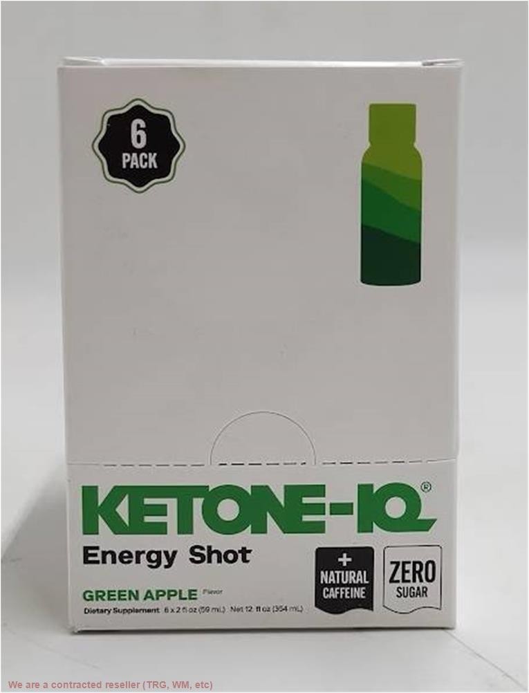 Ketone-IQ Green Apple Caffeine Energy Drinks – 6 Pack Box 2 fl oz EXP 11/20/26