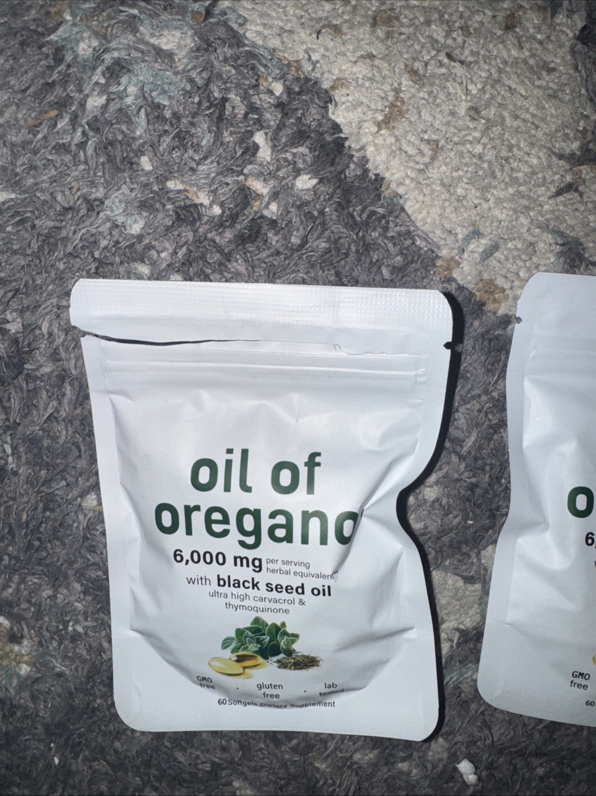 oil of oregano with black seed oil 6,000 Mg. 120 Gels.1 Bag Open But None Taken