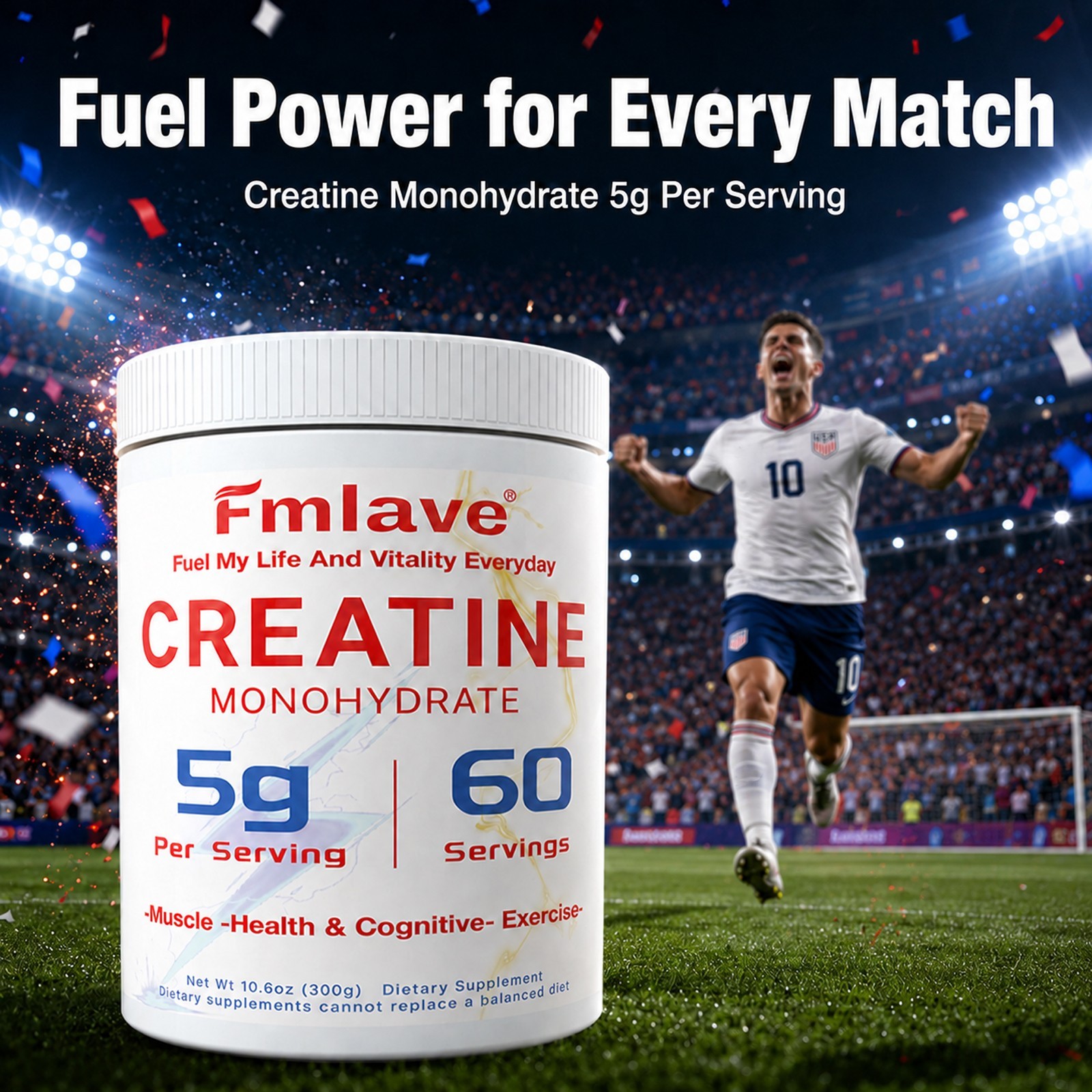 Unflavored CREATINE Monohydrate Powder Micronized For Men & Women 60 Servings