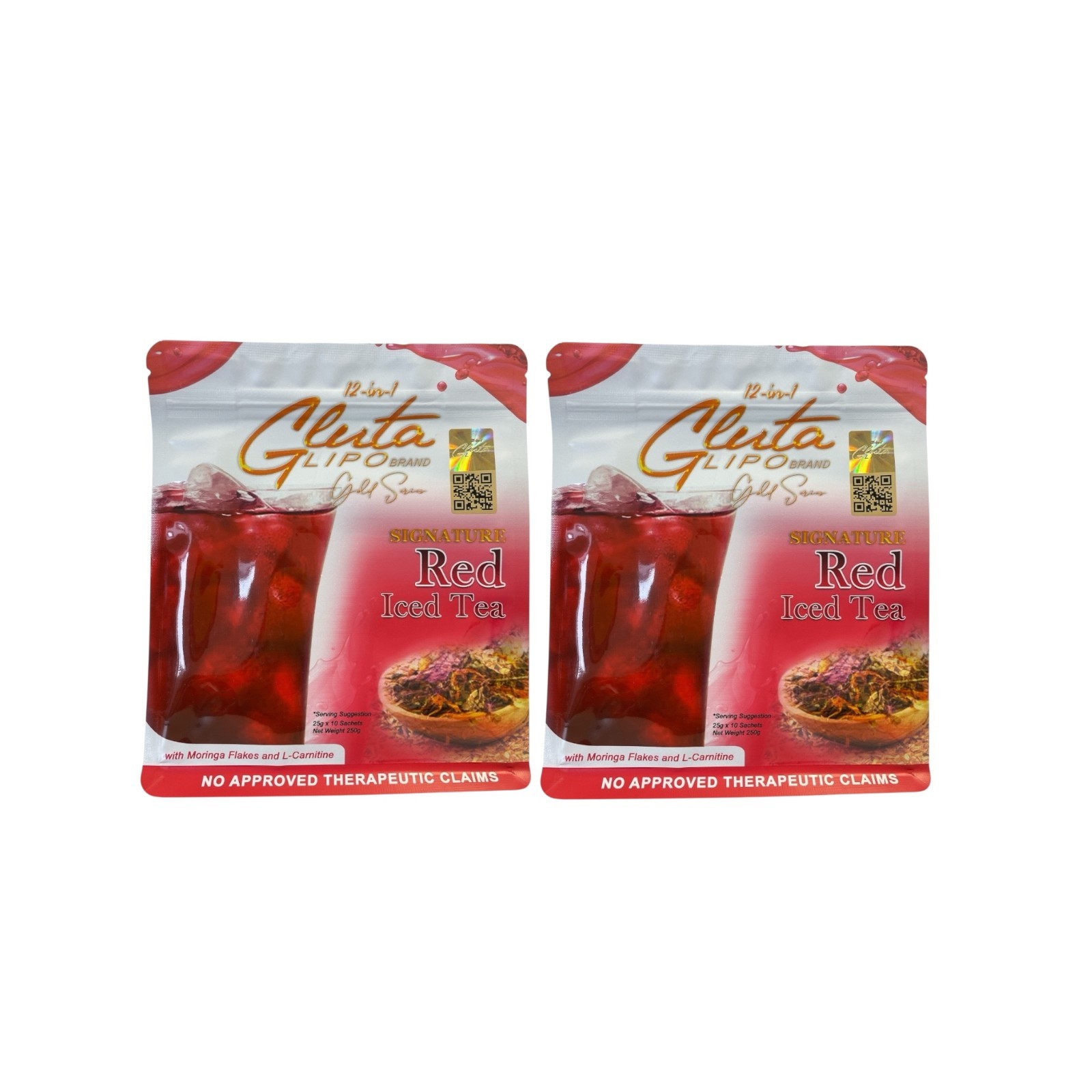 2 Boxes GlutaLipo Gold Series RED ICED TEA, 20 Sachets