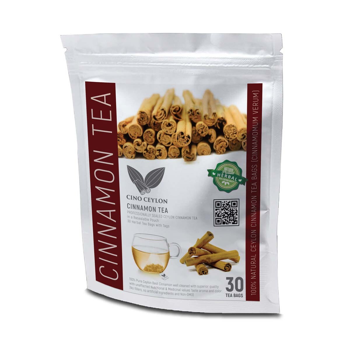 Natural Premium Ceylon Organic Cinnamon Tea bags Herbal drink 65g -balance sugar