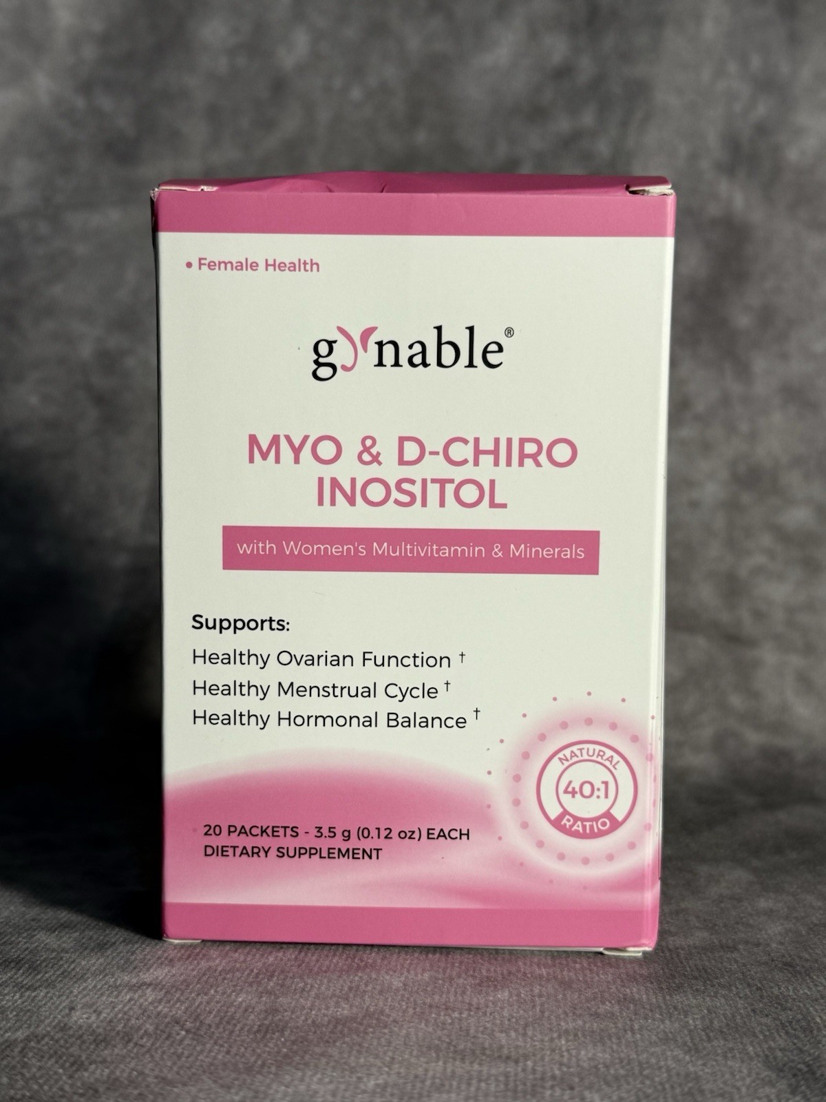 gynable Myo & D-Chiro Inositol 40:1 Peach Powder Women’s Health 20ct
