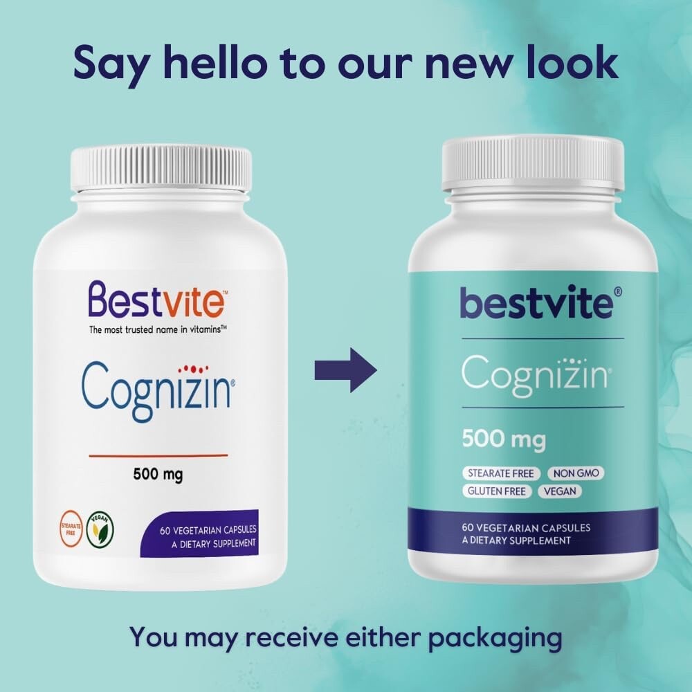 Bestvite Cognizin Citicoline 500mg (60 Vegetarian Capsules)-Clinically Studied